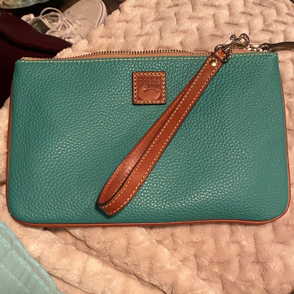 Dooney & Bourke Turquoise Pebble Grain Large Wristlet